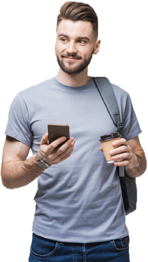 Man looking for apartments on his phone
