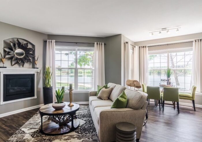 Furnished living room in a Home Street Serviced Apartments residence
