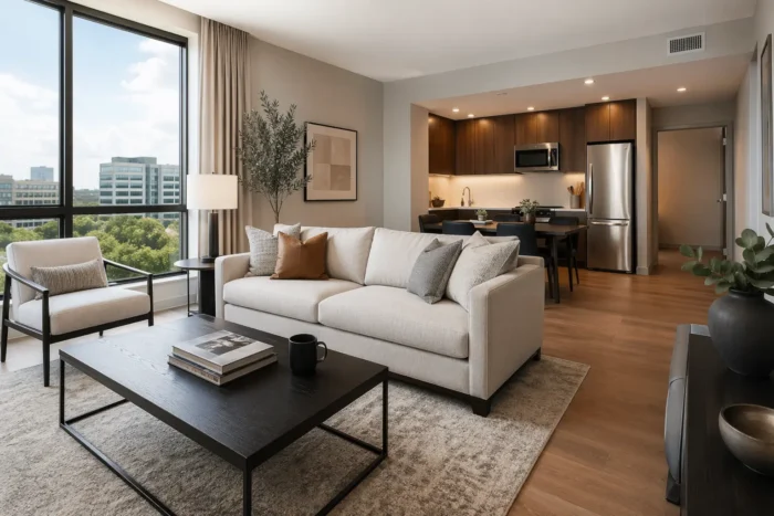 Interior contemporary furnished corporate apartment