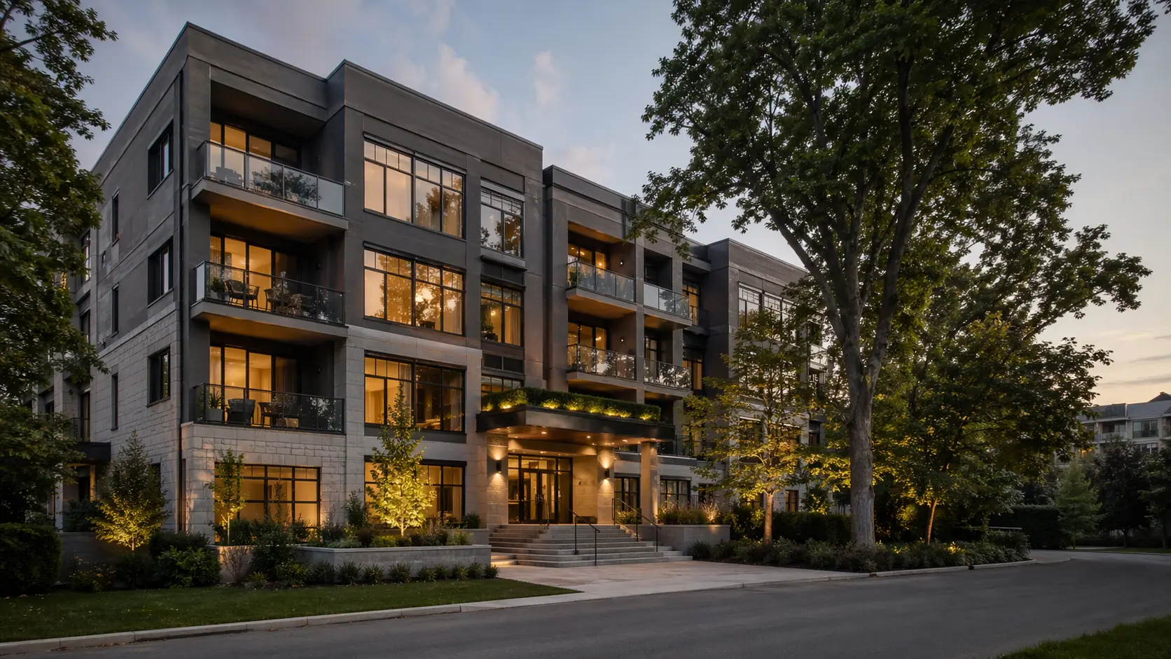 Modern mid-rise apartment building